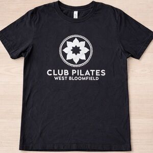 Club Pilates Logo T-Shirt Black White Cotton Size XL